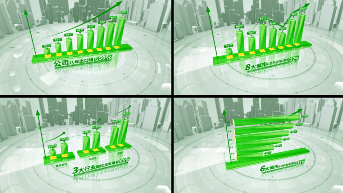 简洁绿色环保科技企业数据柱状图AE模板