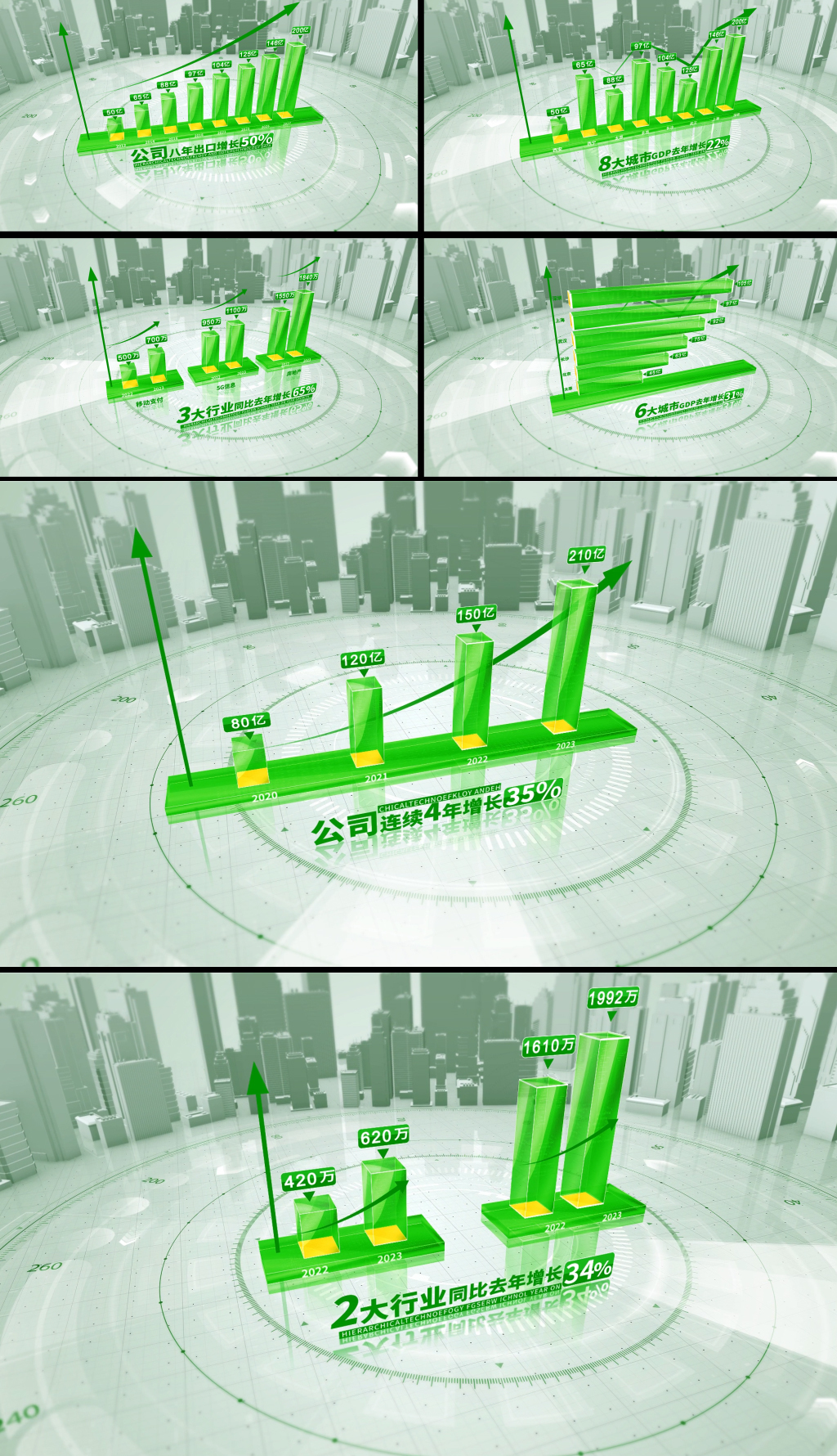 简洁绿色环保科技企业数据柱状图AE模板