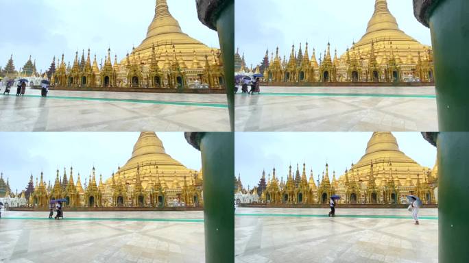 平价素材-缅甸仰光大金塔佛教风光