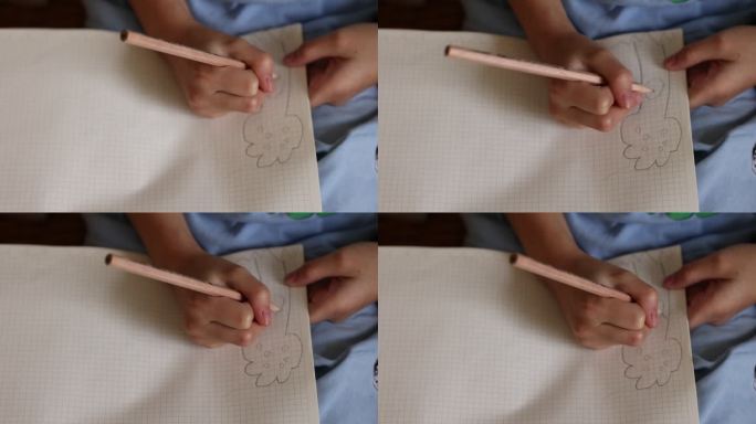 小孩画画铅笔画勾线起稿油画布线条画儿童画