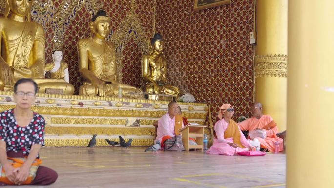 平价素材-缅甸仰光大金塔佛教风光