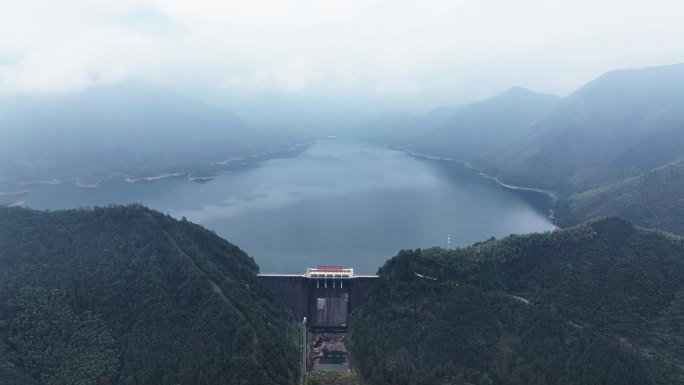 航拍浙江金华沙畈水库