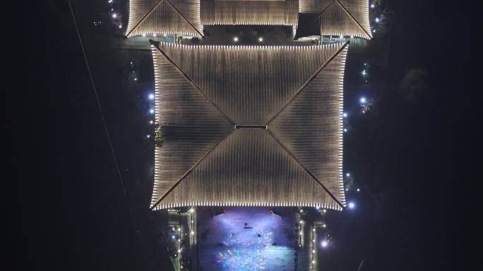 航拍鸟瞰上海浦江之首建筑屋顶夜景