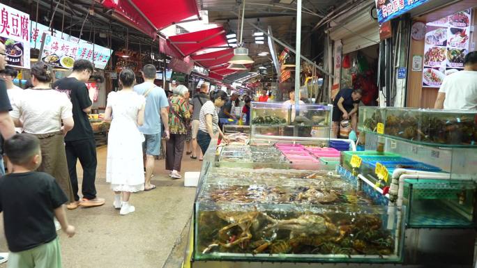 福建厦门海鲜市场 海鲜 鲍鱼 菜市场