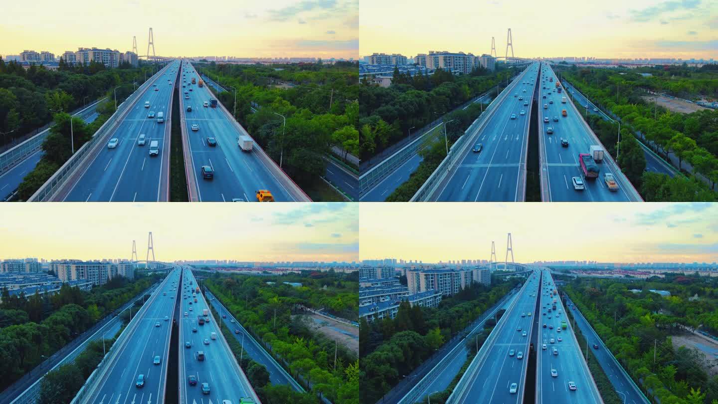 上海外环高速路/上海高架桥4K航拍