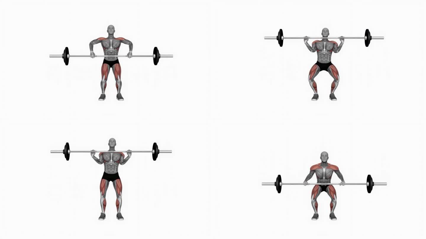 群集健身运动锻炼动画男性肌肉突出演示4K分辨率60 fps