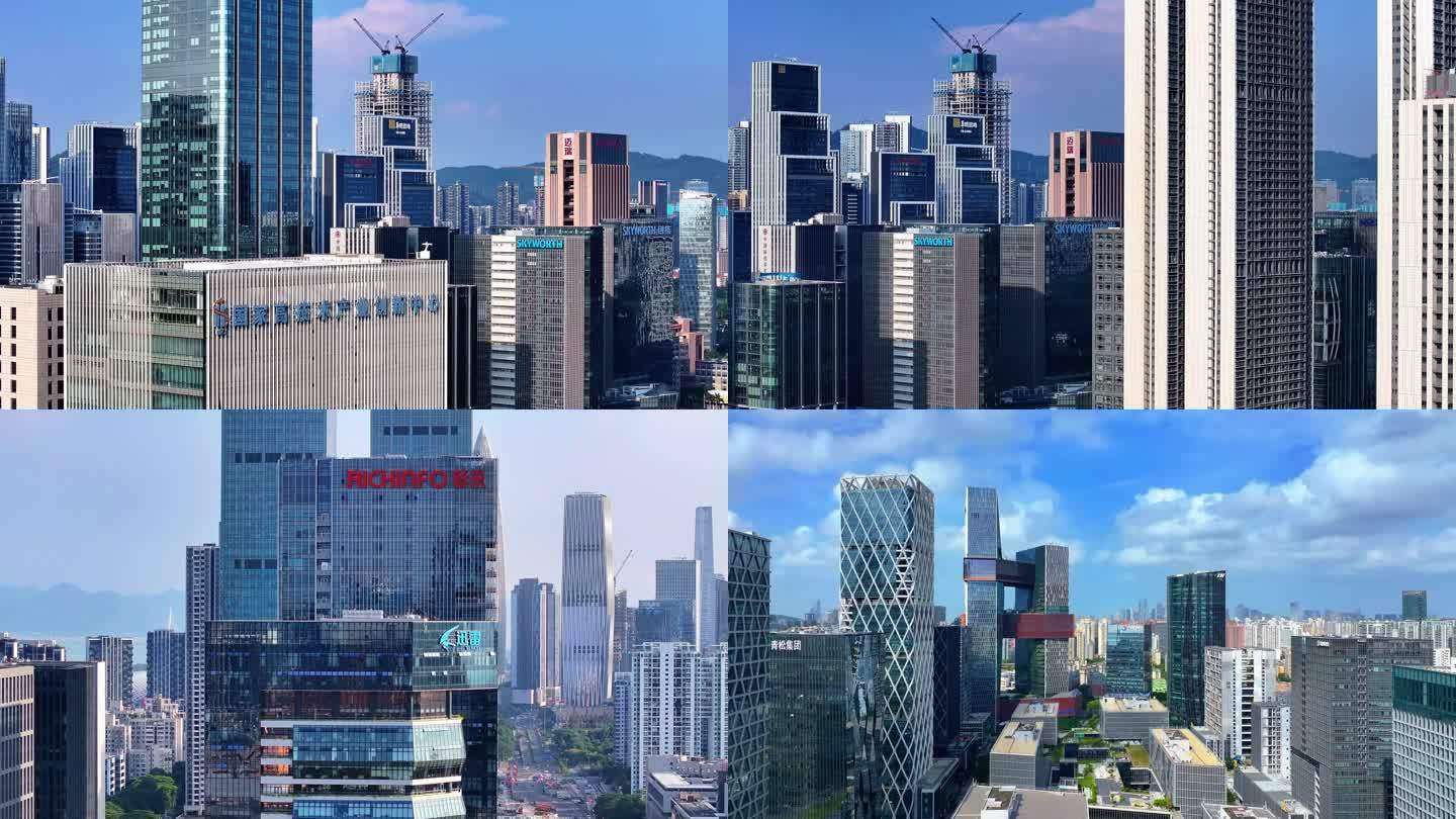 4K航拍深圳南山科技园城市建筑群