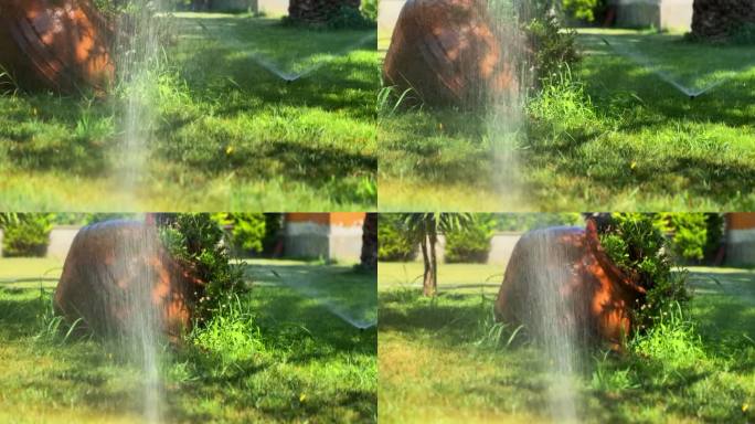 洒水器在草地上的视频