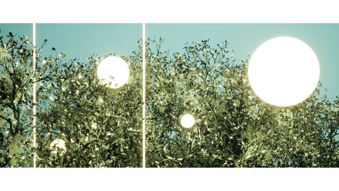 【4K虚幻空间】圆形光球树林自然风景视觉