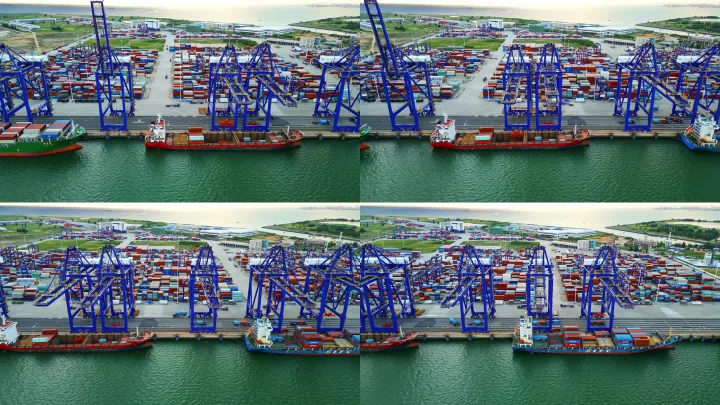 海南儋州市洋浦港航拍集装箱运输物流自贸港