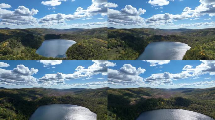 中国内蒙古阿尔山风景区驼峰岭天池秋季风光