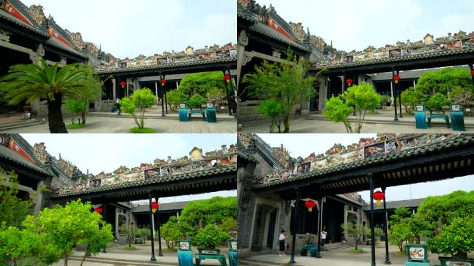 广州陈家祠屋顶屋脊传统雕塑神兽