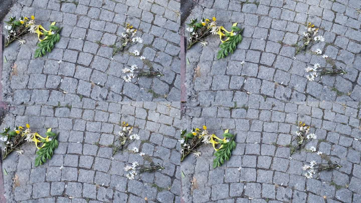 花瓣散落在地板上