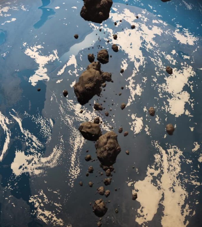 太空中的小行星撞击地球