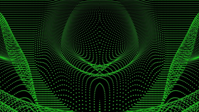 【4K时尚背景】绿色粒子光点科技曲线炫影