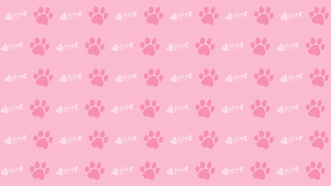 猫脚印图案背景(6秒循环)粉红色