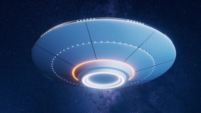 科幻UFO宇宙飞船，3d渲染。