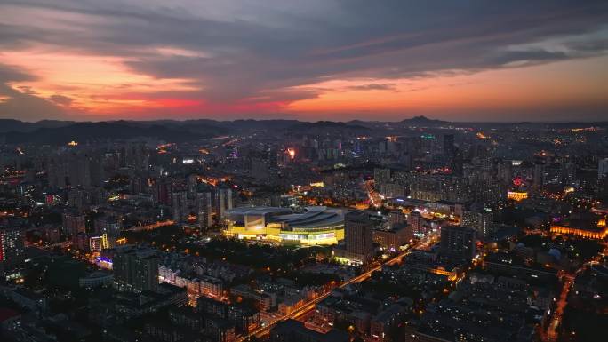 大连恒隆广场夜景航拍