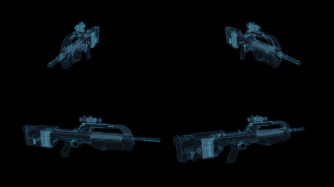 机关枪 步枪军事子弹战争科幻透明网格线框