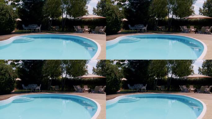 夏日游园会的蓝色泳池