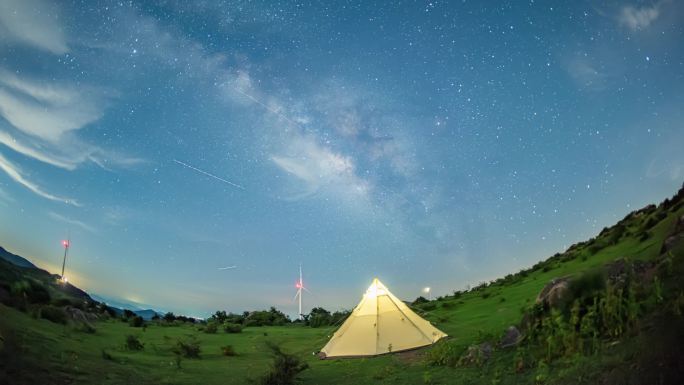 银河 星空 露营 帐篷 延时