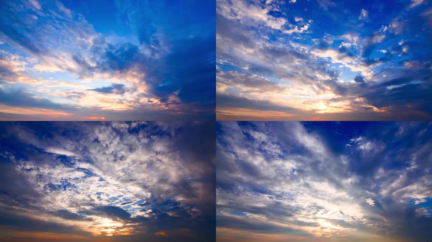 天空和移动的云太阳日出延时云 4k