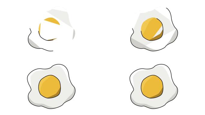 在白色背景上形成煎蛋的动画视频