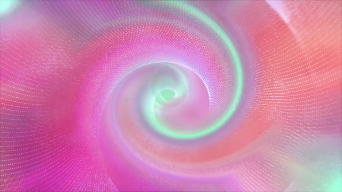 旋转螺旋漩涡粒子创建一个阶梯状的外观，散焦发光尘埃隧道，颜色梯度闪耀优雅充满活力的抽象背景，无线电波