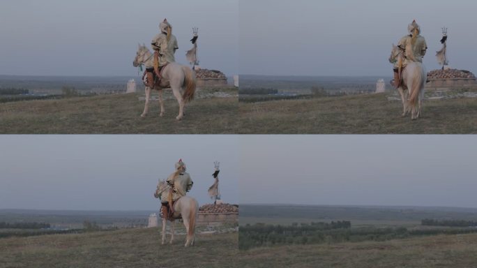 蒙古人在鄂尔多斯 草原上骑马