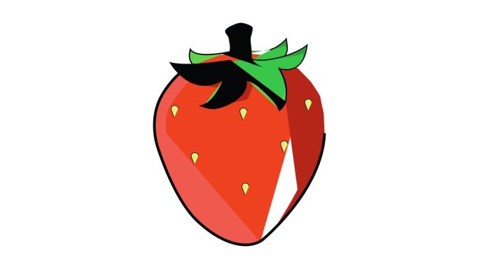 动画视频在白色背景上形成草莓