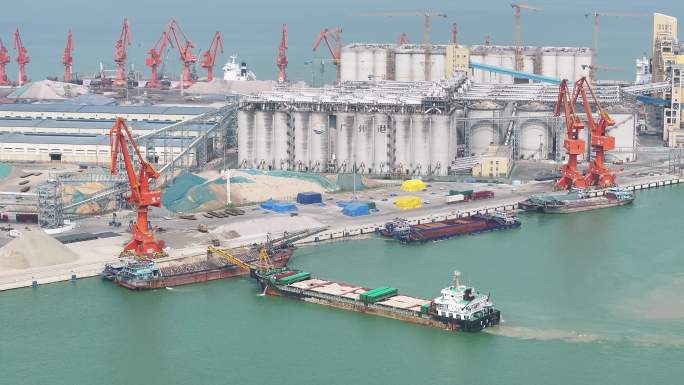 4K-Log-航拍广州港南沙粮食通用码头