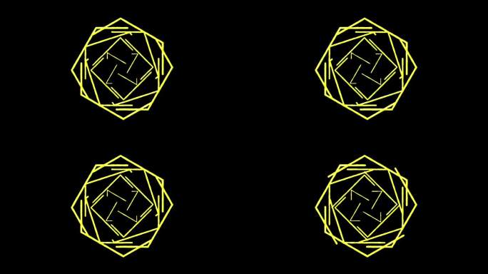 六边形加载图标循环动画与黑暗的背景。