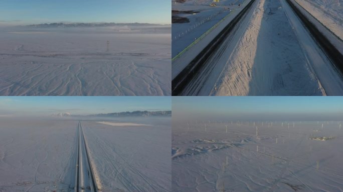 青海格尔木戈壁滩冰天雪地4k