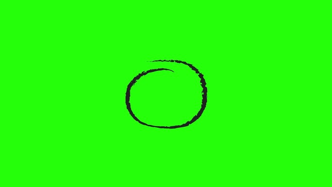 在绿色背景上加载黑色圆形图标。手绘风格。绿屏