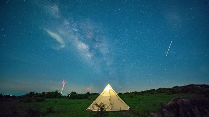 银河 星空 露营 帐篷 延时