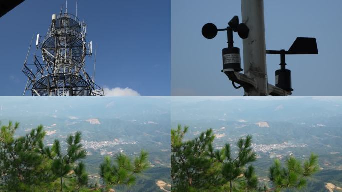 农村山顶信号塔 风速传感器
