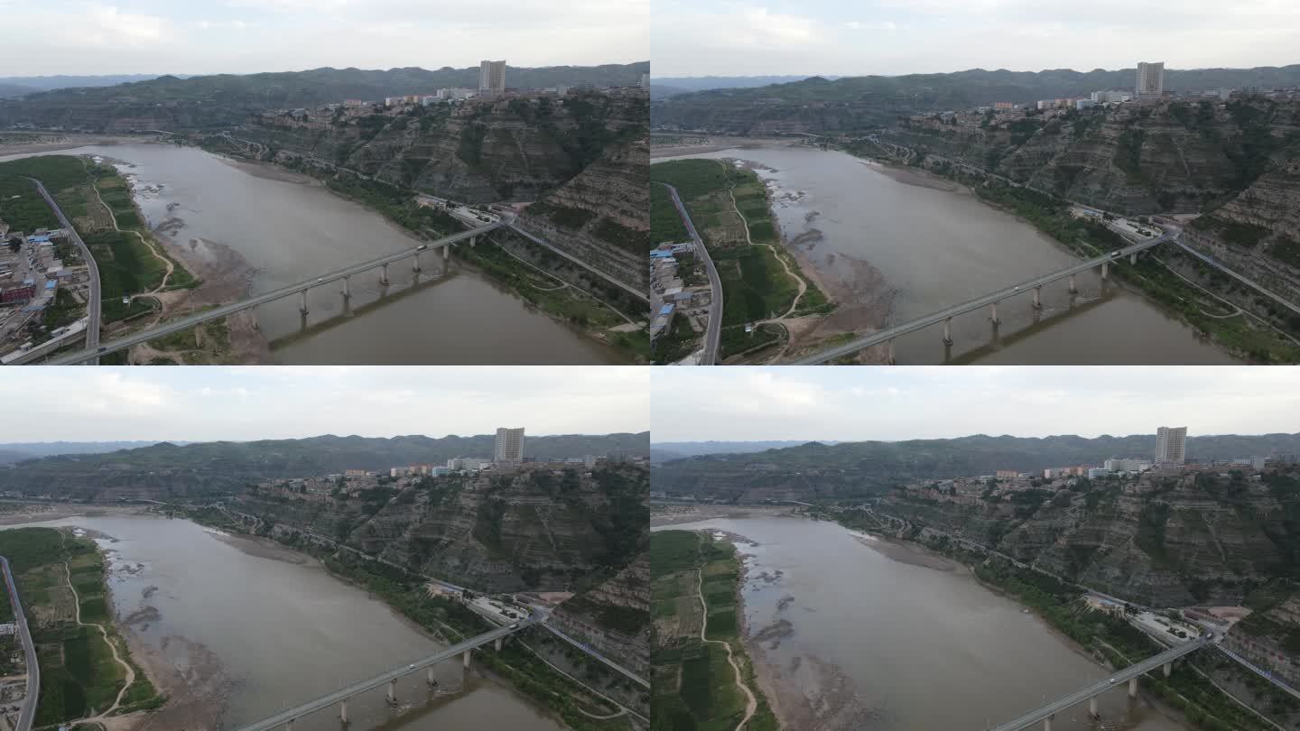 陕西榆林佳县黄河旁地貌大桥10
