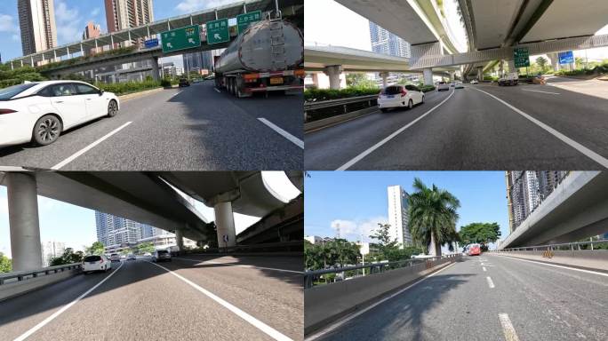 小汽车深圳北环大道上行驶