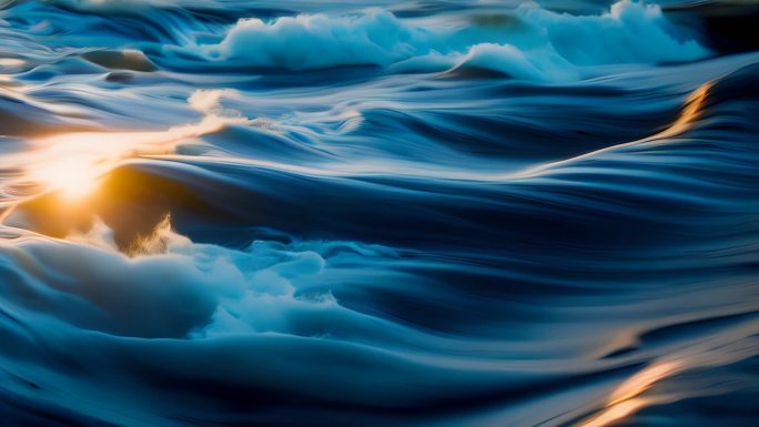 海浪汹涌的水纹慢镜头特写飞溅气势澎湃片头