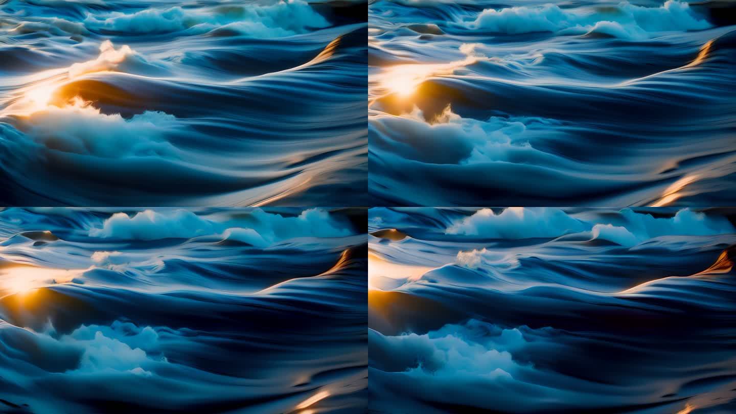 海浪汹涌的水纹慢镜头特写飞溅气势澎湃片头
