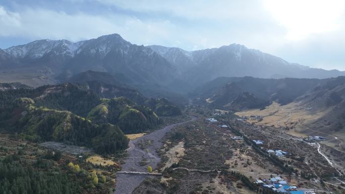 祁连山 草原 航拍 张掖  马蹄寺