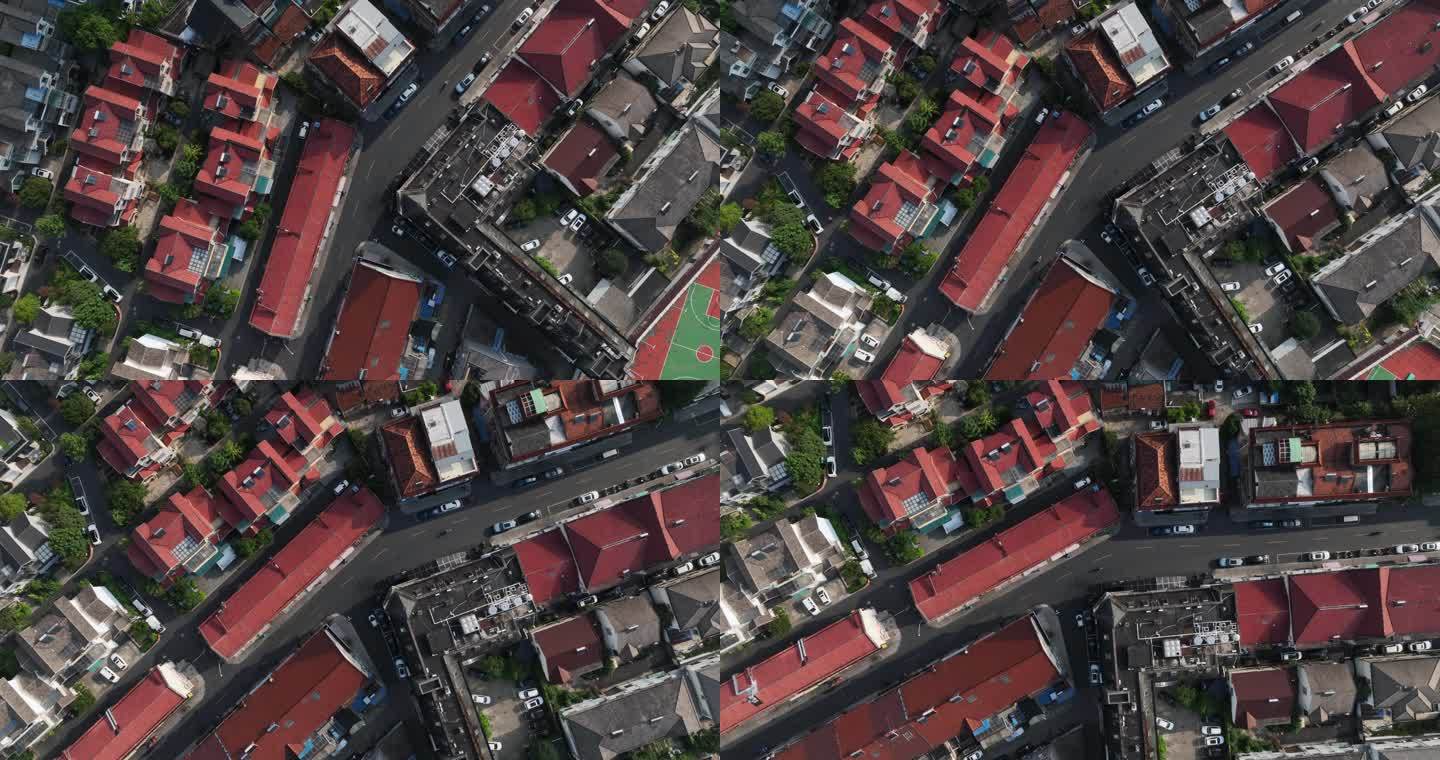 俯瞰城市居民住宅小区和街道
