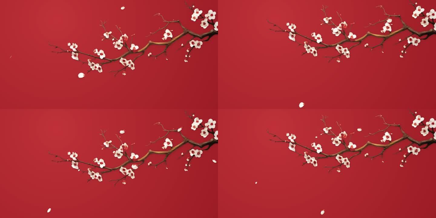 中式梅花动态花瓣飘落