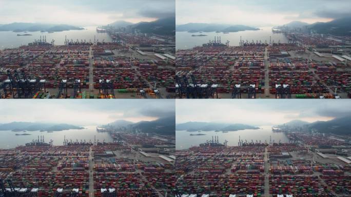 中国深圳盐田港的航拍放大图