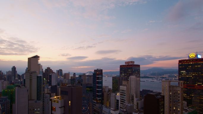 4K香港延时维港海边上环日落傍晚 日转夜