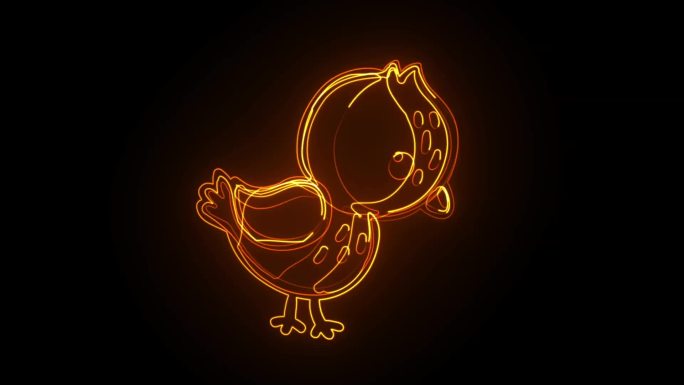 小鸡描边发光logo