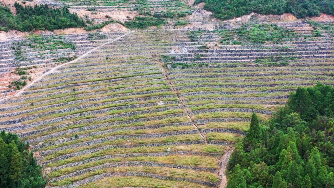 高山大地，山坡上的土地，台地