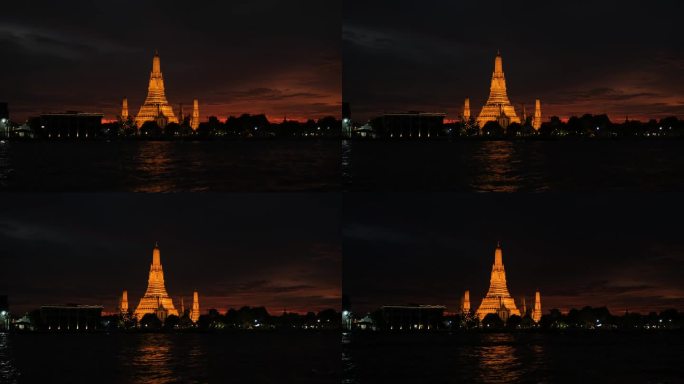 泰国曼谷，日落时分的笏阿伦寺