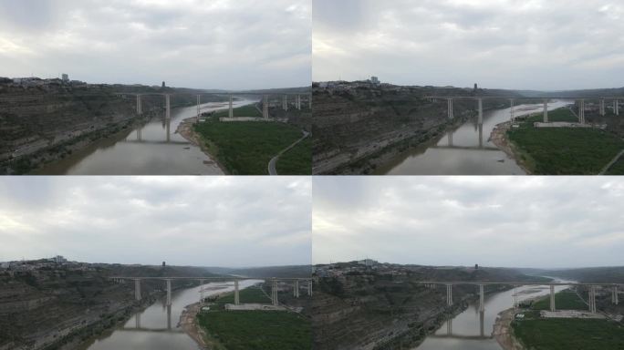 陕西榆林佳县黄河旁地貌大桥8