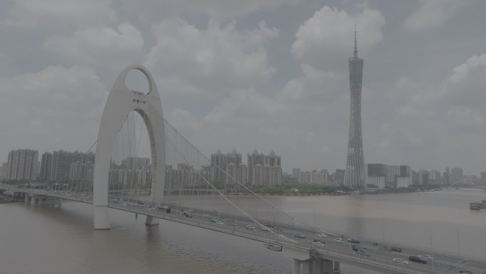 广州城市地标航拍 猎德大桥看小蛮腰